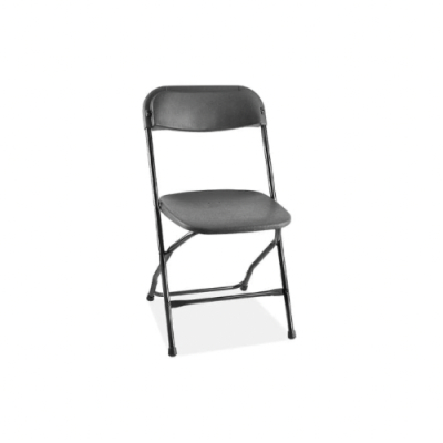 Close-up view of Black Plastic Folding Chair from Event Chair Rental service