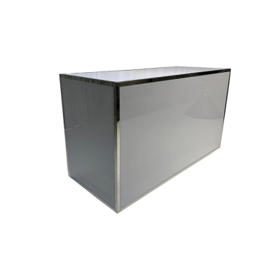 White portable bar rental — Vancouver event bar setup (front panel with work shelf)