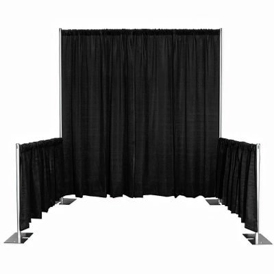 10x10 exhibit booth with 8' backwall and 3' sidewalls, pipe-and-drape setup in Vancouver