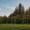 Freestanding string light rentals in Vancouver over an outdoor lawn